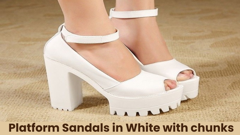 Platform Sandals in White with chunks