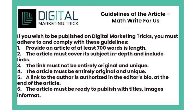 Guidelines of the Article – Math Write For Us