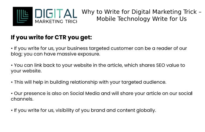 Why to Write for Digital Marketing Trick – Mobile Technology Write for Us