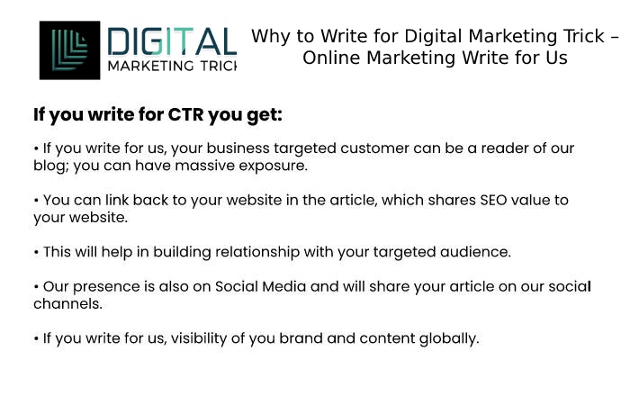 Why to Write for Digital Marketing Trick – Online Marketing Write for Us