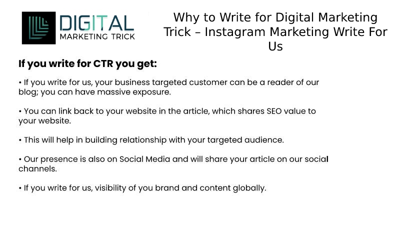 Why to Write for Digital Marketing Trick – Instagram Marketing Write For Us