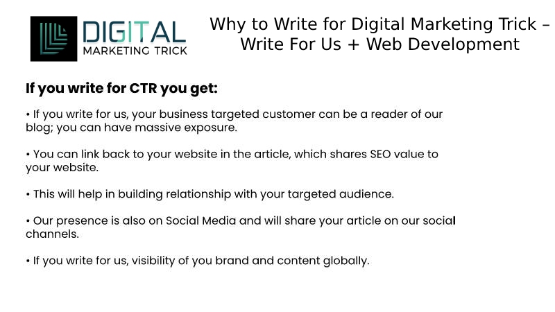 Why to Write for Digital Marketing Trick – Write For Us + Web Development