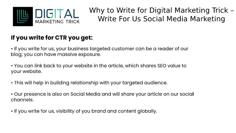 Why to Write for Digital Marketing Trick – Write For Us Social Media Marketing