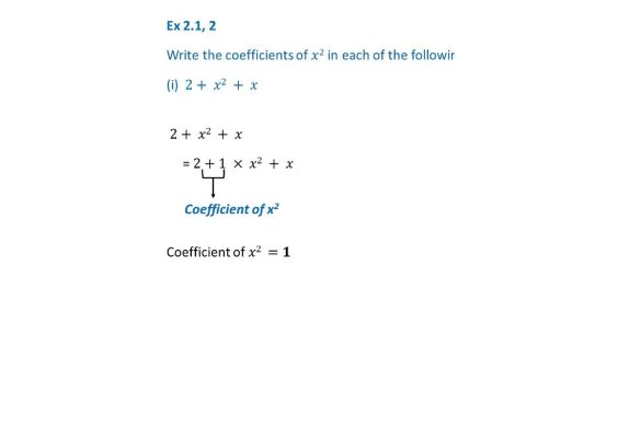 What is a Coefficient? And Write the Coefficient of x2 in each of the Following